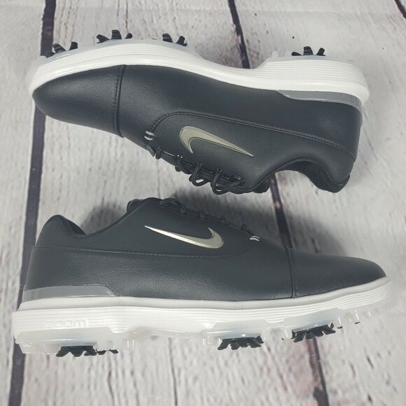 Nike Golf Shoes Mens 7.5 Black Air Zoom Victory Pro Leather Silver Swoosh Logo